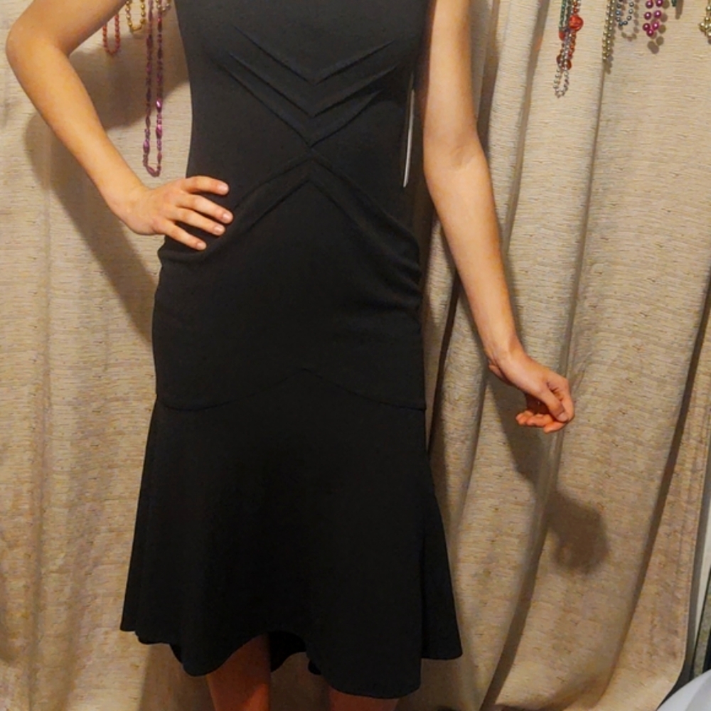 Calvin Klein Fit & Flare Sheath Dress Black 2 - Picture 3 of 15